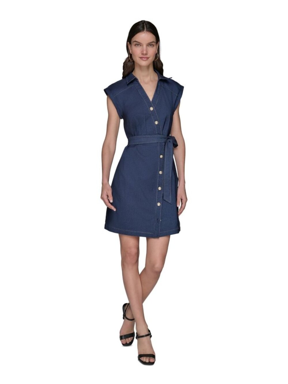 KARL LAGERFELD PARIS Women's Denim Millennium Shirtdress Blue Size 14 MSRP $148